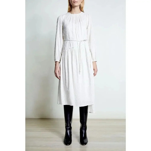 Apiece Apart Dress Womens 4 Sofie Cream Textured Midi Peasant Boho Lightweight - Picture 1 of 14
